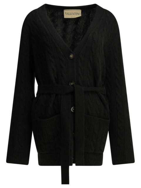 Valentino Valentino Cashmere Cable-knit Cardigan Black