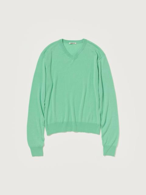 AURALEE SUPER FINE CASHMERE SILK KNIT V-NECK P/O