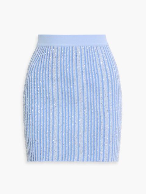 Missoni Sequin-embellished ribbed-knit mini skirt