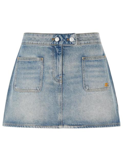 courrèges Courreges Light Blue Cotton Denim Miniskirt