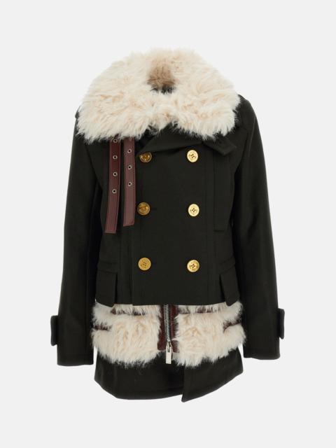 sacai Sacai Women Wool Melton Coat