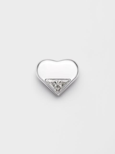 Prada Eternal Gold Nano Heart single earring in white gold with lab-created diamond