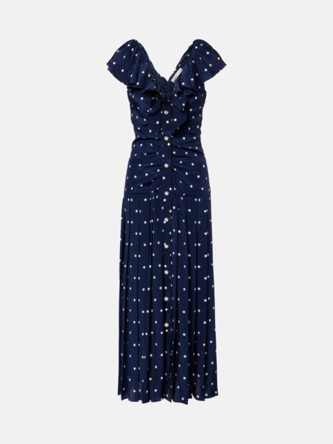 Alessandra Rich Polka-dot ruffled silk midi dress