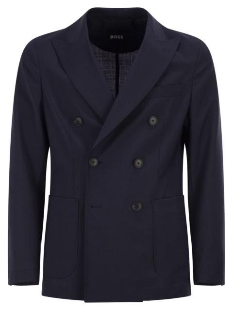 BOSS Boss Men Double-Breasted Blazer In Virgin Wool