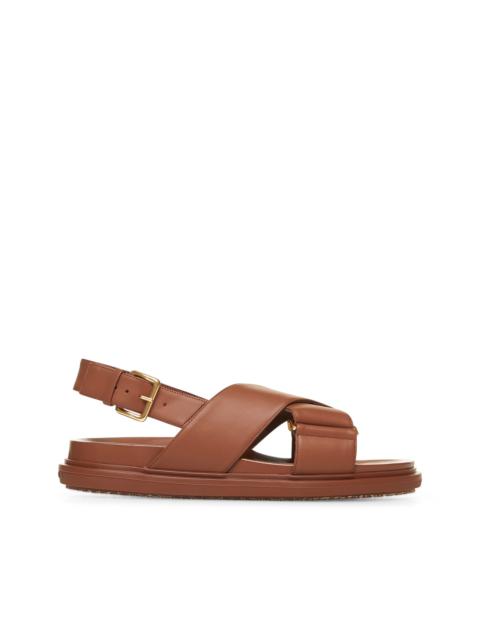 Marni Women Brown Leather Fussbett Sandals
