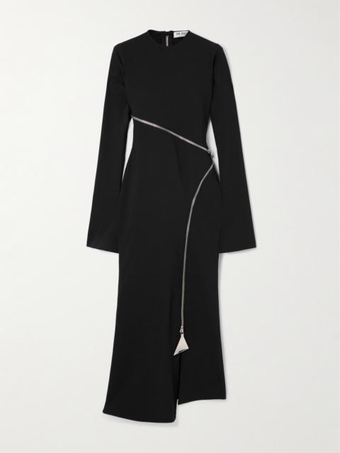 THE ATTICO Zip-embellished Stretch-crepe Midi Dress