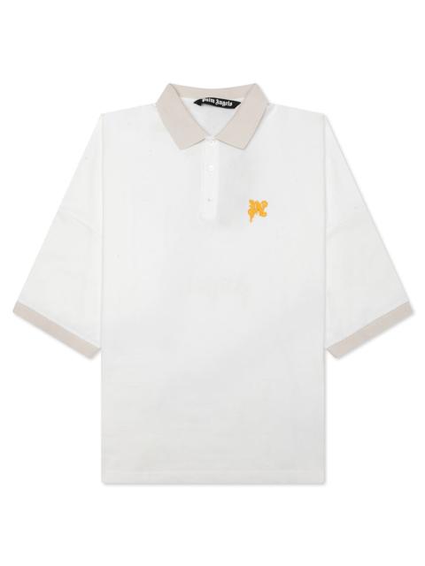 Palm Angels ANGEL PENCIL POLO S/S - OFF WHITE/LIGHT ORANGE