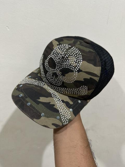 Other Designers Japanese Brand - VTG Skull Swarovski Camo Trucked Hat