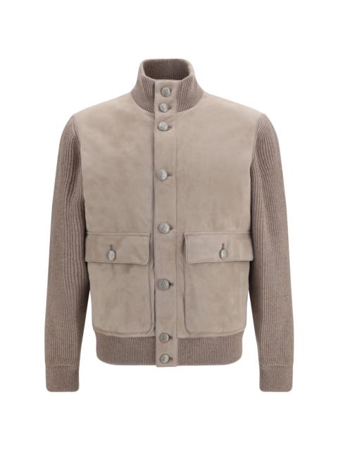 Brunello Cucinelli Brunello Cucinelli Suede and Cashmere Jacket Marmo Nocciola