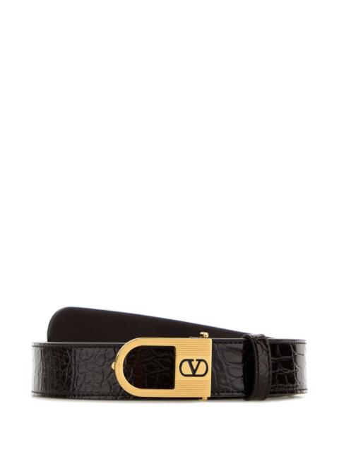 Valentino Valentino Garavani Men Dark Brown Leather Vlogo Signature Belt