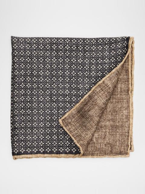 Brunello Cucinelli Men's Double-Face Silk Pocket Square