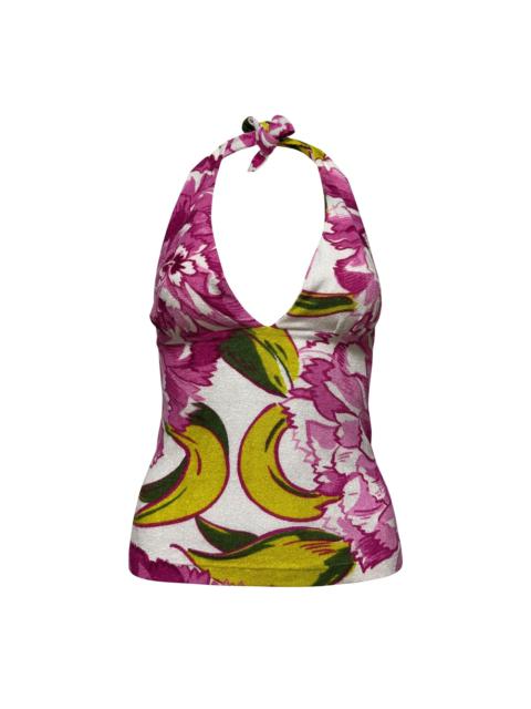 D&G - D&G Fall Winter 2000 Floral Print Pile Halter Neck Top