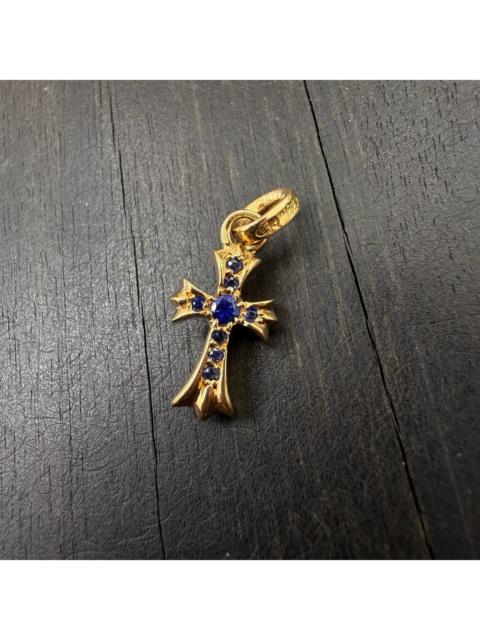 Chrome Hearts 22k Blue Diamond BabyFat Cross Pendant