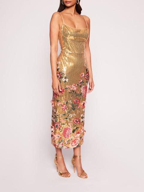 Marchesa SHIMMER MIDI DRESS