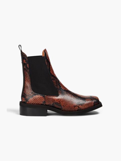 GANNI Snake-effect leather Chelsea boots