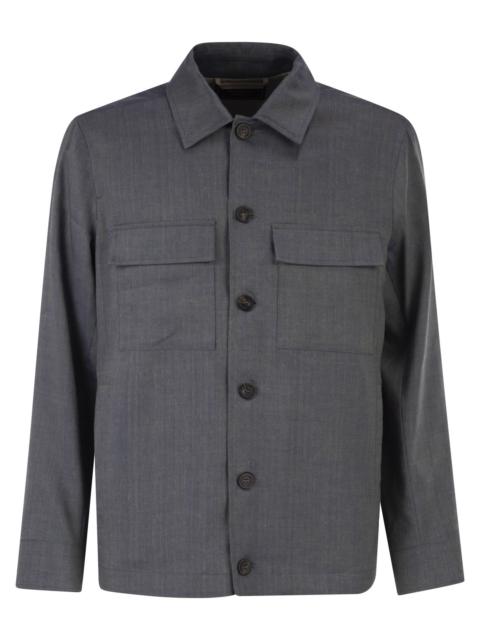 PESERICO Peserico Men Lightweight Linen And Wool Blend Jacket With Patch Pockets