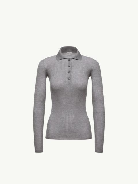 Moncler Wool Long Sleeve Polo Shirt
