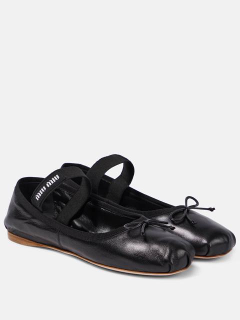 Miu Miu Logo leather ballet flats