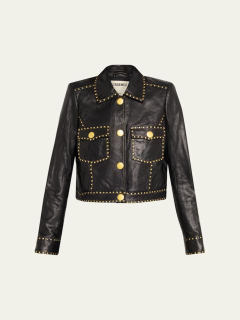 L'AGENCE Winsome Studded Leather Jacket