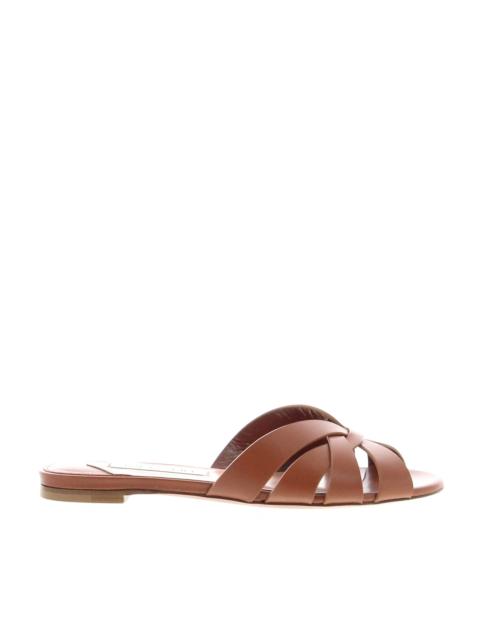 AQUAZZURA Aquazzura – Copacabana Slide Flat – Tobacco