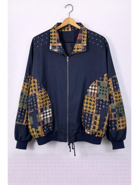 Other Designers Vintage Patchwork Bomber Jacket with Zip Front Ribbed Cuffs