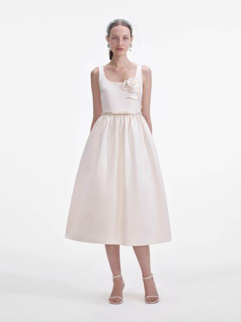 self-portrait Cream Satin Flower Midi Dress