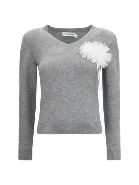 self-portrait Self-portrait Wool Cashmere Blend Jumper Grey