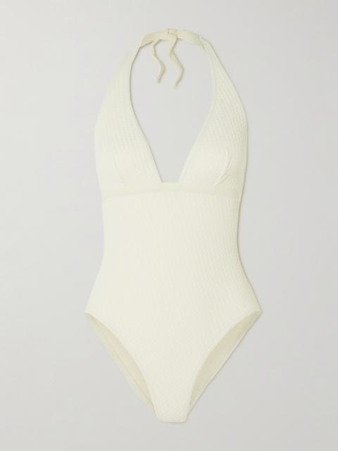 ERES The Vogue Paillette Grosgrain-trimmed Jacquard Halterneck Swimsuit