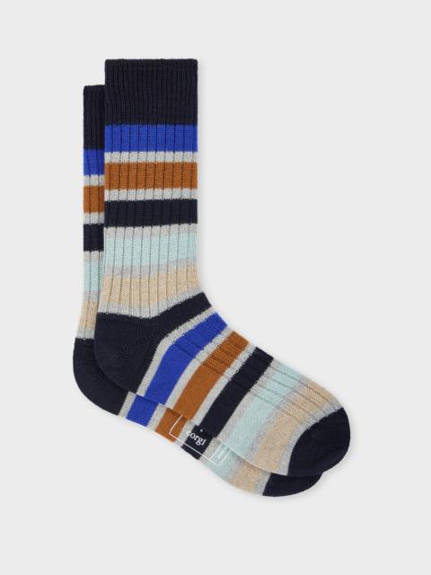 Paul Smith Paul Smith + Corgi - Navy Stripe Wool-Blend Socks