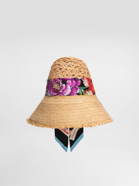 Dolce & Gabbana Straw hat with bandeau scarf
