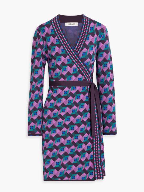 DIANE VON FURSTENBERG Edwina intarsia-knit mini wrap dress