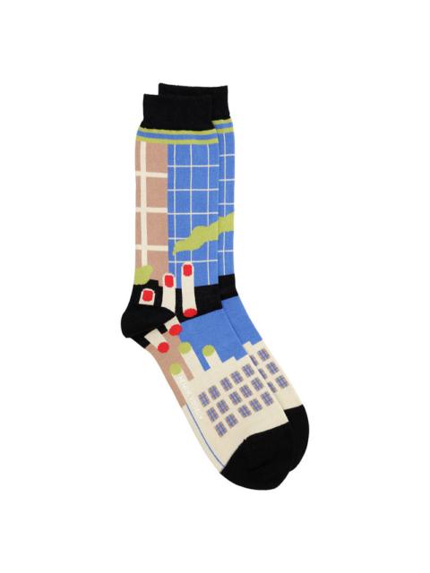 HENRIK VIBSKOV CHOPPED FINGER FACTORY SOCKS HOMME - BLUE TAN FACTORY