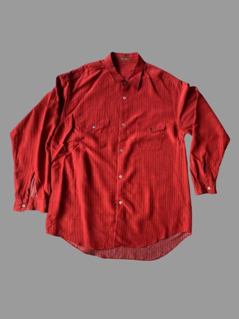 Yohji Yamamoto Y’s For Men Red Stripe Rayon Double Pocket Oversize Shirt