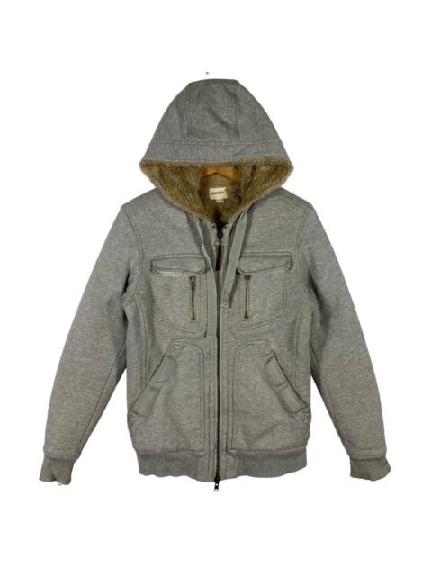 Diesel Diesel Heavyweight Faux Fur Gray Lined Hoodie Jacket