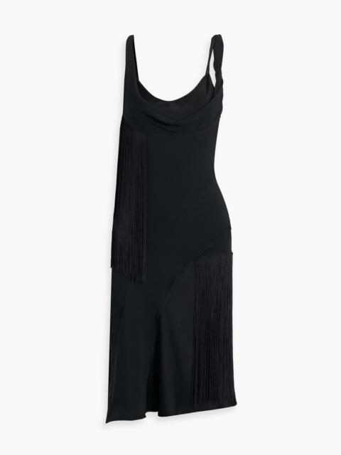 Victoria Beckham Fringed draped crepe dress