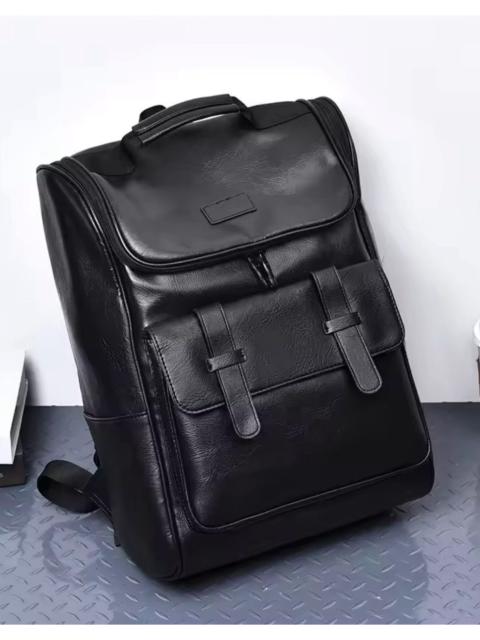 Other Designers Japanese Brand - Black Faux Leather Tech Backpack – Minimalist Streetwear