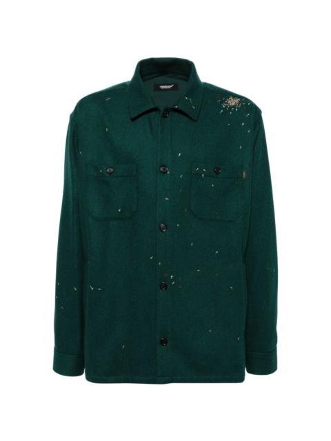 cross embroidery long-sleeves shirt