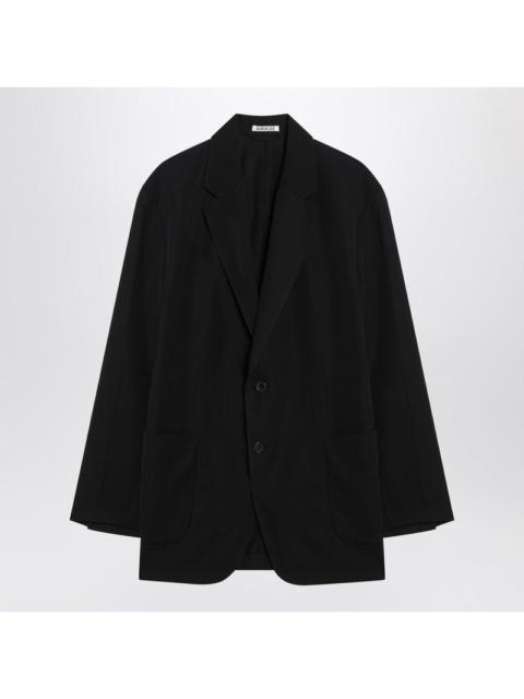 AURALEE Auralee Single-Breasted Black Jacket In Cotton And Wool Men