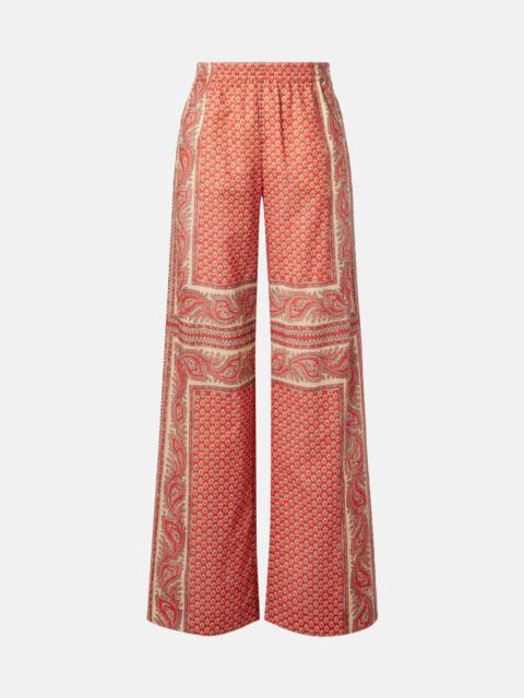 Printed cotton wide-leg pants