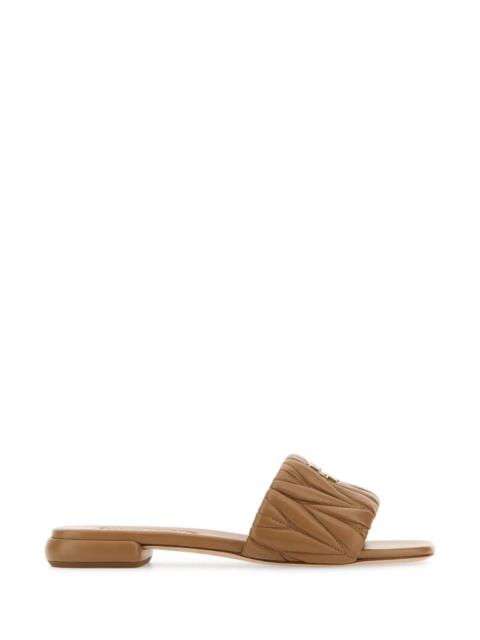 Miu Miu Women Caramel Nappa Leather Slippers