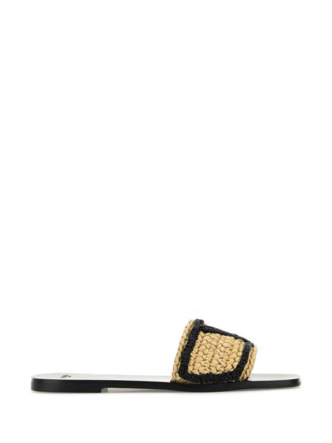 Valentino Raffia VLogo Signature slippers