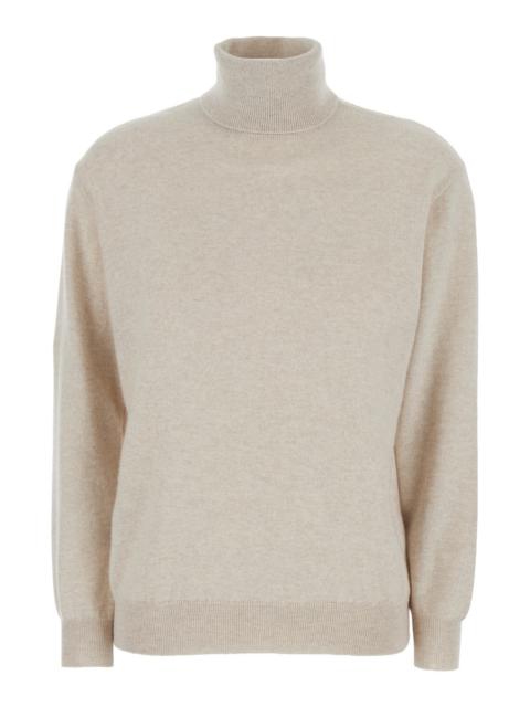 Brunello Cucinelli Brunello Cucinelli Women Beige Turtleneck Sweater In Cashmere Woman
