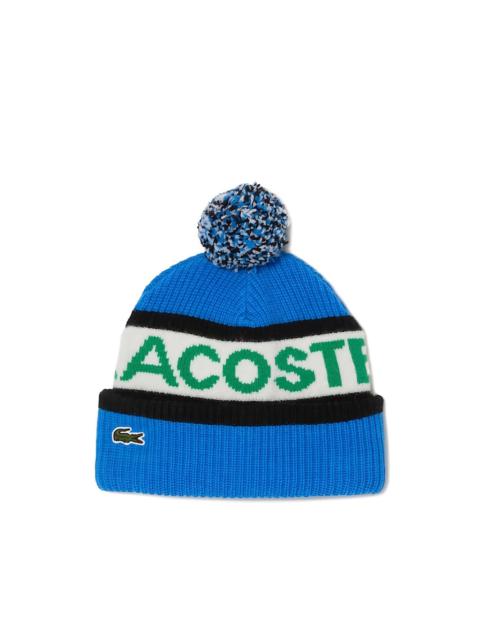 logo-stripe pom-pom beanie