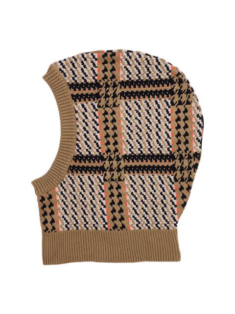 HENRIK VIBSKOV DUSK KNIT BALACLAVA - ORANGE MIXED CHECKS