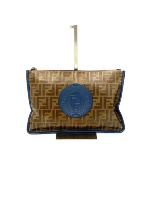 FENDI Fendi Khaki Brown Enamel Zucca Clutch Bag 7N0078 A5K4