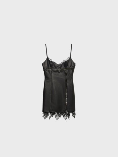 Blumarine PLONGÉ LEATHER DRESS WITH ZIPPER AND LACE