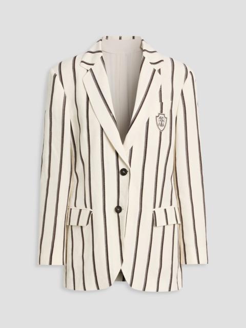 Brunello Cucinelli Striped linen and cotton-blend blazer