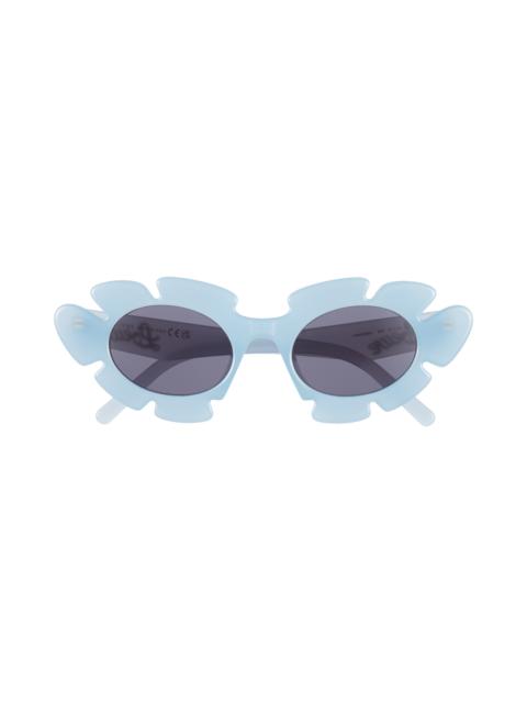 Loewe Loewe 47mm Tinted Oval Sunglasses in Shiny Light Blue /Blue at Nordstrom