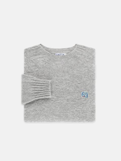 J. PRESS MADE-IN-SCOTLAND LIGHT GREY SHAGGY DOG ICON SWEATER  - TRIM FIT