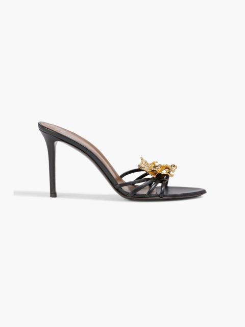 Giuseppe Zanotti Orchid floral-appliquéd leather mules